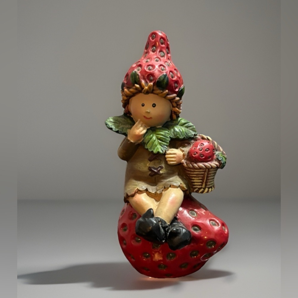 Strawberry Fairy Figurine 4” whimsical resin figure - Picture 2 of 4